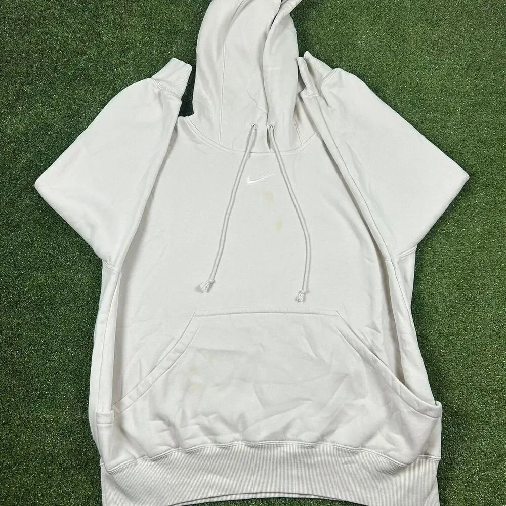Nike Men's White and Cream Hoodie